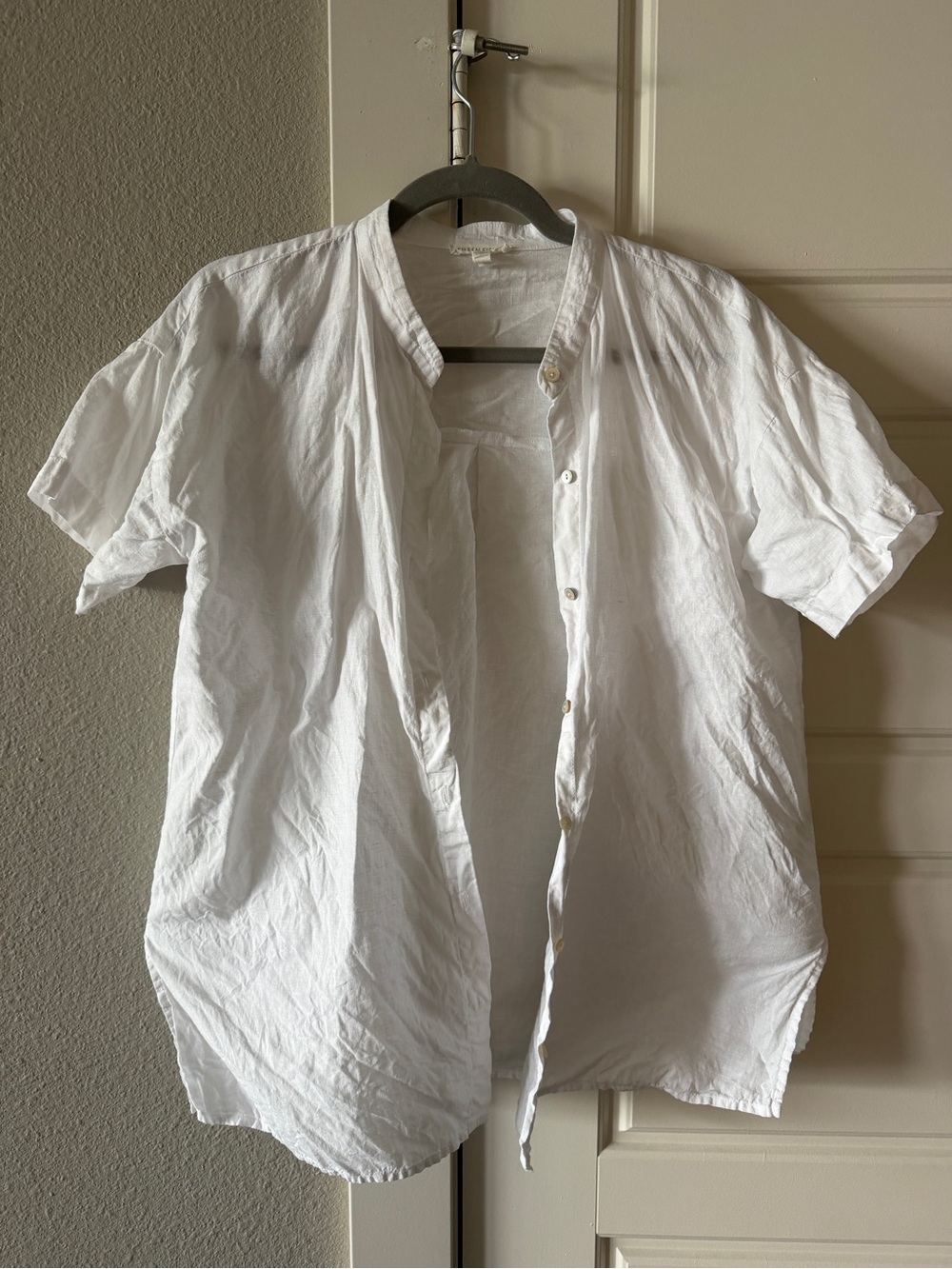 Eileen Fisher Handkerchief Linen Short-Sleeve Long Shirt White Extra Small XS - Picture 5 of 9